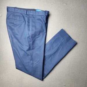 Zara Man Pants Mens 32x32 Blue Dress Chinos Flat Welt Pockets Trousers Office